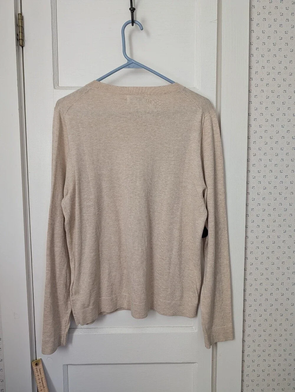 J. Crew L Teddie Pullover Beige Crewneck Lightweight Sweater 2025 Minimalist